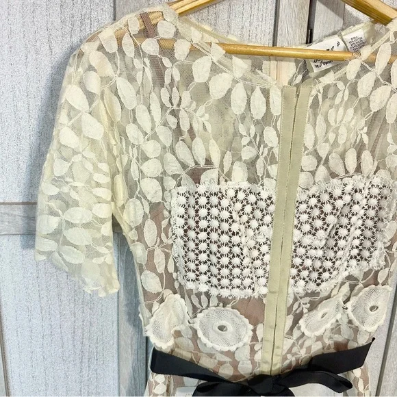 Anthropologie x Beguile by Byron Lars Carissima Sheath Dress Cream Ivory Lace 4P